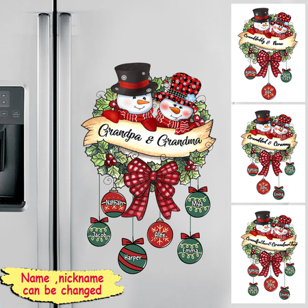 Schneemann Opa & Oma Mama & Papa Weihnachtskugel Kinder personalisierte Aufkleber Aufkleber